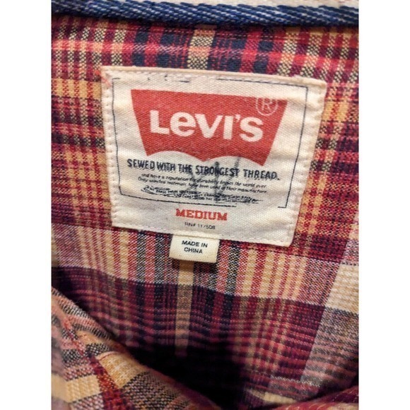 Levi Strauss Men's Medium Button Plaid Shirt Lightweight Cotton 1853501 - Picture 4 of 6